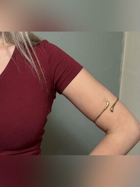 Gold Open Cuff Arm Bracelet - Elegant Minimalist Armlet